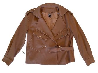 Stylewe Camel Moto Belted Jacket Utility Epaulet Coat Size L