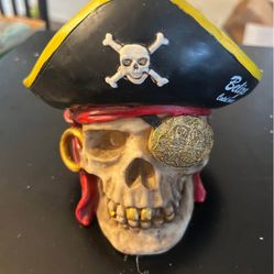 Skull Pirate Eye Patch Money Bank Souvenir Collector Figurine Limited Edition
