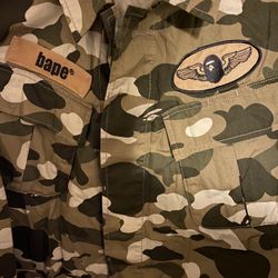 A Bathing Ape Bape Beige Camo Long Sleeve Shirt Jacket XL New (Fits Like large!)