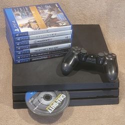 SWEET SONY PS4 PRO SYSTEM BUNDLE w/8 GAMES * SONY PLAYSTATION 4 CONSOLE 1TB 4K HD VIDEO GAME DISK
