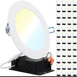 Brand New Electrical Contractor Bundle – 56 Recessed LEDs + Wago Connectors 56 × 6-inch LED recessed lights (Model HS-STC512WH) – 12W, 5-CCT selectabl