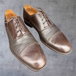 Magnanni 9249 Brown Leather Cap Toe Oxford Dress Shoes Mens US Size 12 M Spain