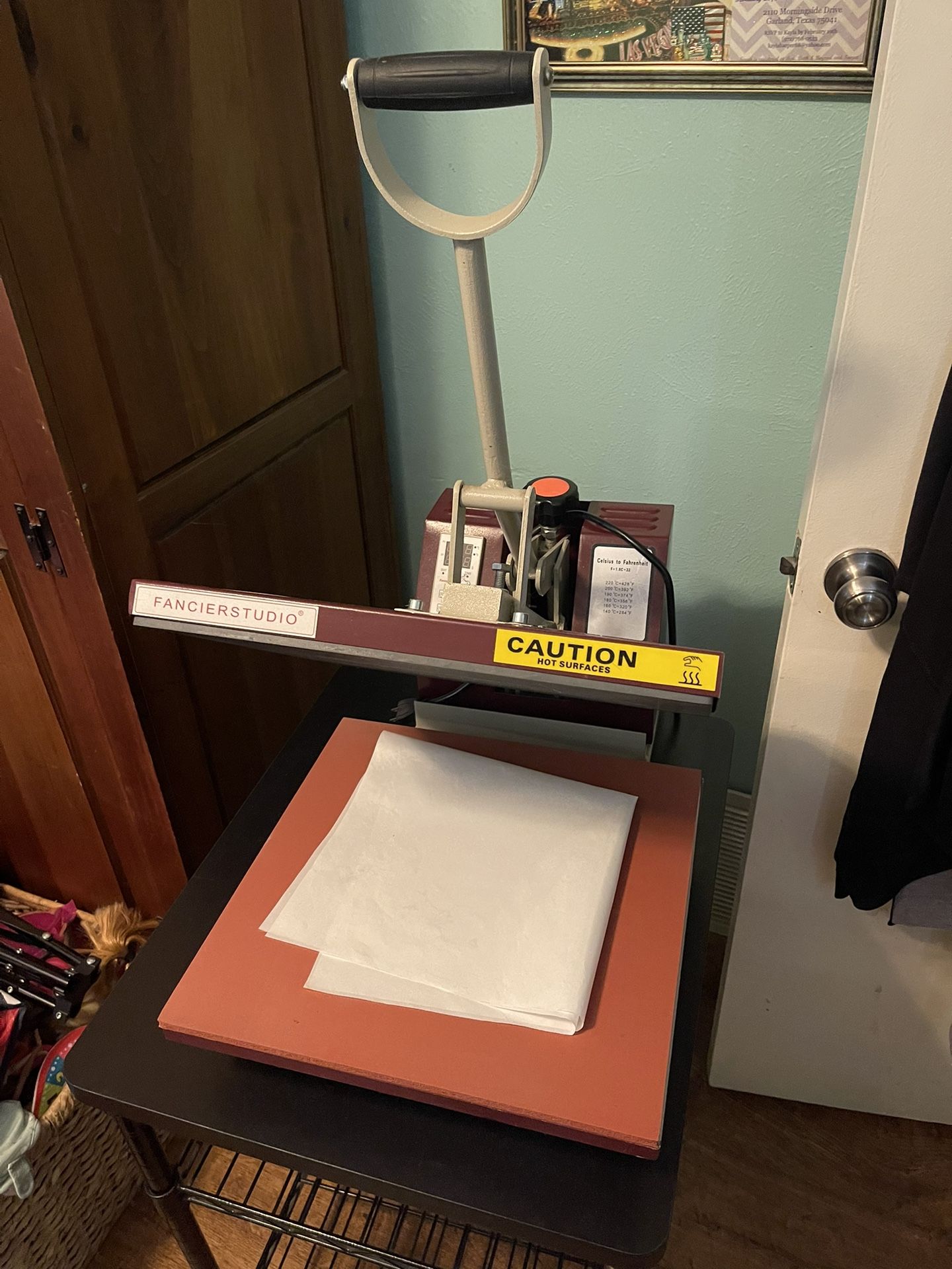 15” X 15” Fancierstudio Heat Press With Rolling Cart