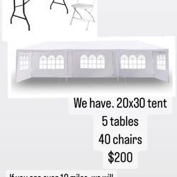Table, Chair, Tent