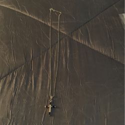 Sterling silver chain and cross sapphire