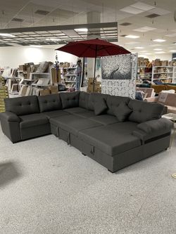 Pull Out Sleeper Sofa Bed Sectional Couch With Storage Chaise