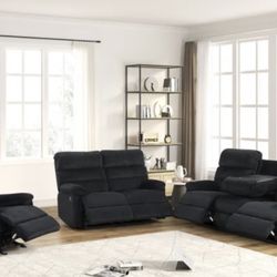 Black Recliner Living Room Set