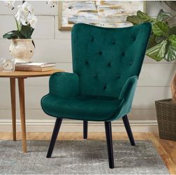 Set of 2- Velvet Accent Chair Modern Tufted Button Wingback Vanity Chair
