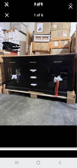 POSITANO 72” CUSTOMIZABLE ACCENT CABINET WITH STORAGE - Black