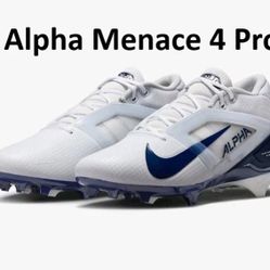 Men's Nike Alpha Menace 4 Pro White Blue Football Cleats Sz 11🏈