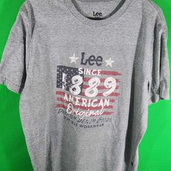 Lee Mens Size XL Gray Graphic Pullover T-Shirt Top