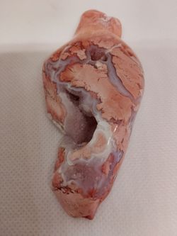 Cotton candy agate nodule with druzy crystal pocket