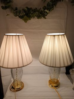 Set of two crystal vintage  lamps  (24"  tall)