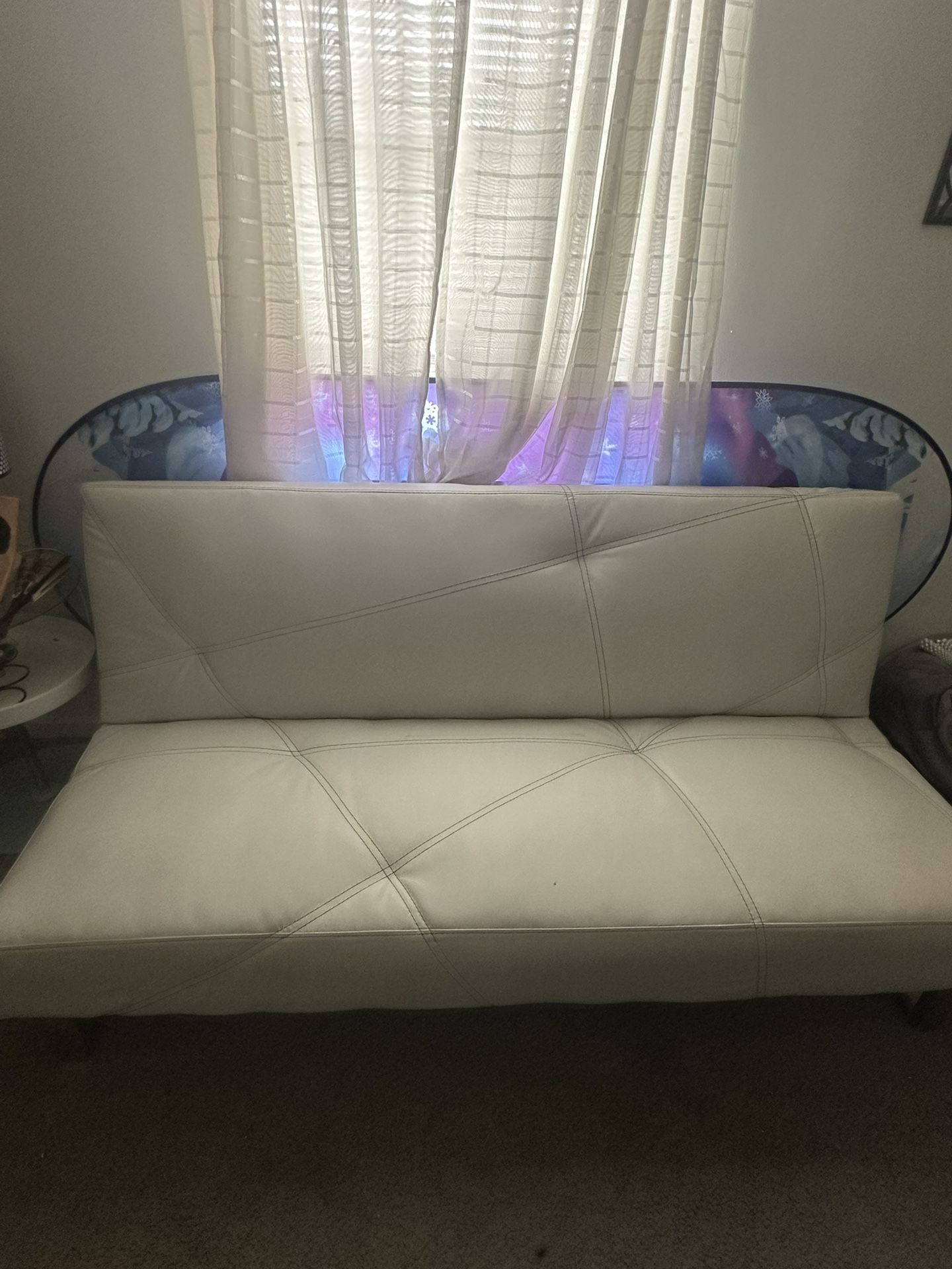 White Leather Day bed With Speaker on Top