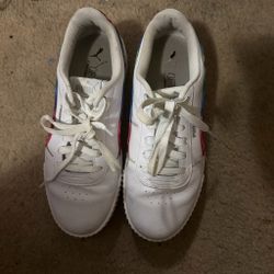 Puma White Sneakers with Rainbow Detail