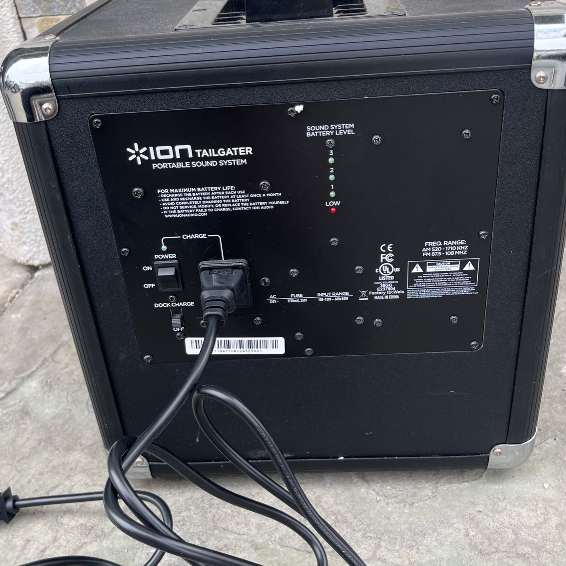 Ion Tailgater, Portable Sound systemNeeds New Rechargeable Battery for