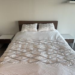 Queen Bed with Nightstands, Desk, Bookshelf and Mattress