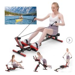 HiFast Rowing Machine, 4 in 1 Rowing and Ab Machine w/ 2 Resistance Levels, Foldable, and Adjustable