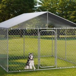 Brand New In Box Xlarge 10'x10'x7' Covered Dog Kennel With Roof Top All Weather Protection Galvanized Dog Cage Jaula De Mascota 