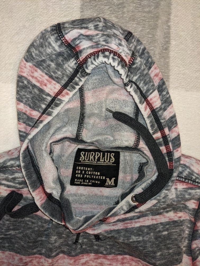 Pink/Gray distressed Hoodie Small Mens