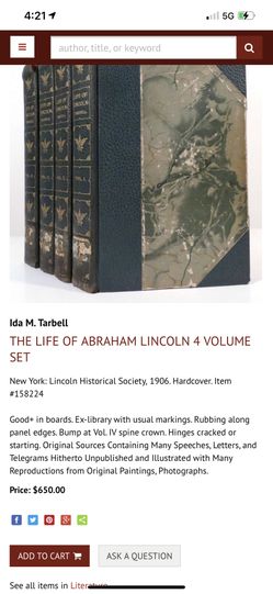 The Life Of ABRAHAM LINCOLN 4 Volume Set