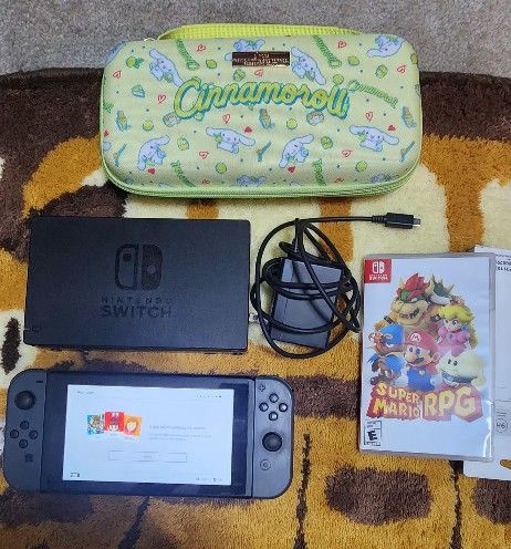 Original Nintendo Switch With Super Mario RPG And Sanrio Carrying Case
