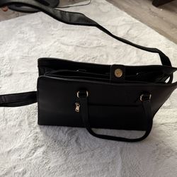 New Black Faux Leather Business Bag