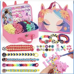 Bracelet Making Kit Arts and Crafts for Girls Ages 8-12, 1200 Colorful Rubber Bands Weaving Loom Friendship Bracelet Kit Complete DIY Kit Toys Gifts f