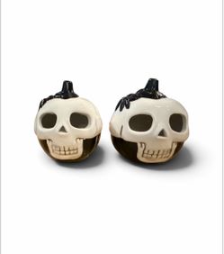 Halloween Skull Pumpkin Ceramic LED light set black and white