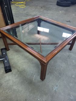 Square glass/wood coffee table