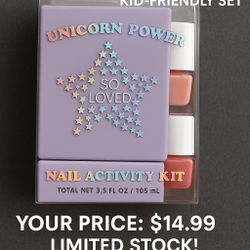 Unicorn Power Nail Activity Kit – 14-Piece Water-Based, Kid-Friendly Set | Safe & Non-Toxic!