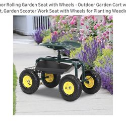 Rolling Garden Seat with Wheels - Outdoor Garden Cart with Seat, Garden Scooter Work Seat with Wheels for Planting Weeding