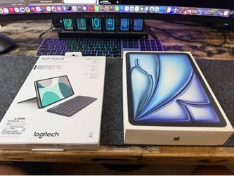 Brand New Sealed iPad Air 11” M4 256GB Wi‑Fi Blue + Logitech Keyboard Case + AppleCare+