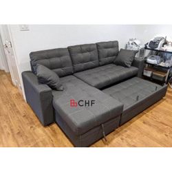 sectional sofa with storage chaise and pull out bed  // Limited Time Offer 