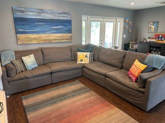 Restoration Hardware Cloud Slope Arm Modular Sectional in Gray Linen couch