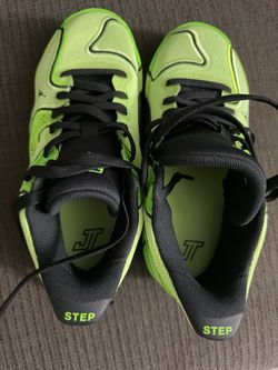 These are the Nike Jordan Tatum 3 "6th Man" basketball shoes in a vibrant Ghost Green