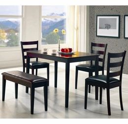 Dining table with chair and bench