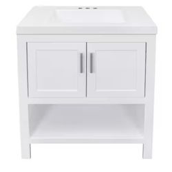 Spa 30.5 in. W x 18.75 in. D x 35.5 in. H Single Sink Bath Vanity in White with White Cultured Marble Top