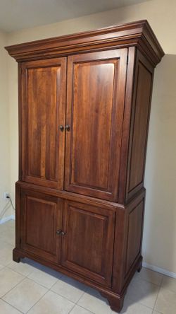 Large Wood Armoire Cabinet with Crown Molding