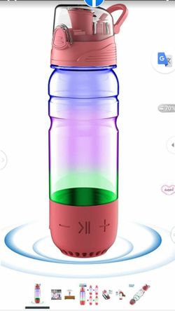 ICEWATER 3-in-1 Smart Water Bottle(Glows to Remind You to Stay Hydrated)+Bluetooth Speaker+ Night Light, 22 oz,Stay Hydrated and Enjoy Music