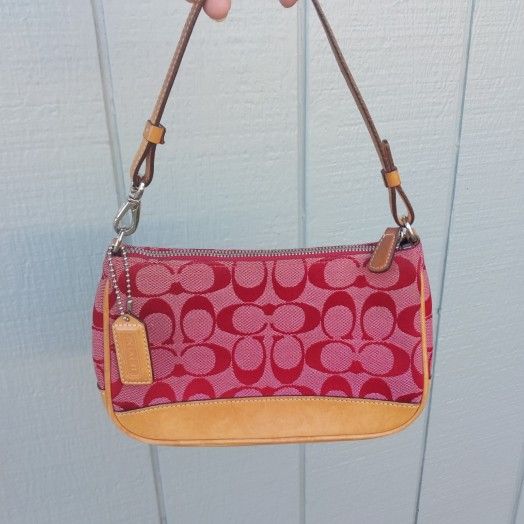 Coach Y2K Pink Demi Leather and Signature C Canvas Shoulder Bag. 6094