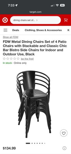 FDW Metal Dining Chairs set of 4