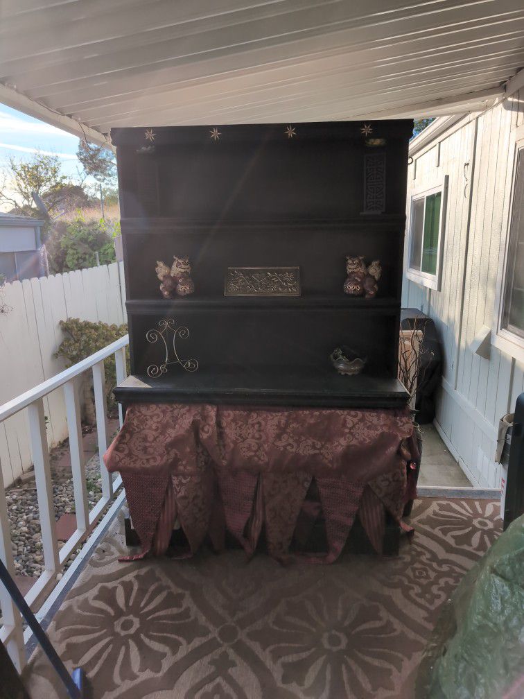 Black 3 Level with Bottom Storage Buffet/Cabinet 