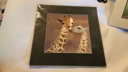 Art, Silk Embroidered Giraffes With Matting