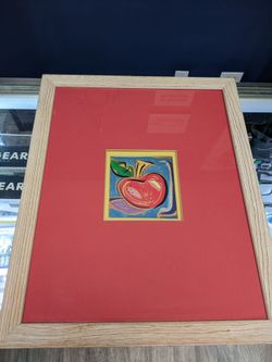 Apple Print Wall Decor On Wood Frame 22.5" x 18.5 $15