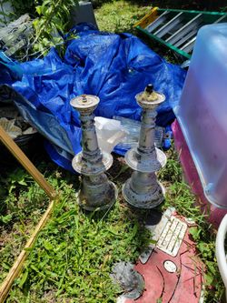 I found these antique lamps they are heavy I put solar light heads on the top of lamp very cool up cycle lamps