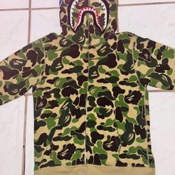 BAPE ABC Camo Shark Full Zip Hoodie Green Size M