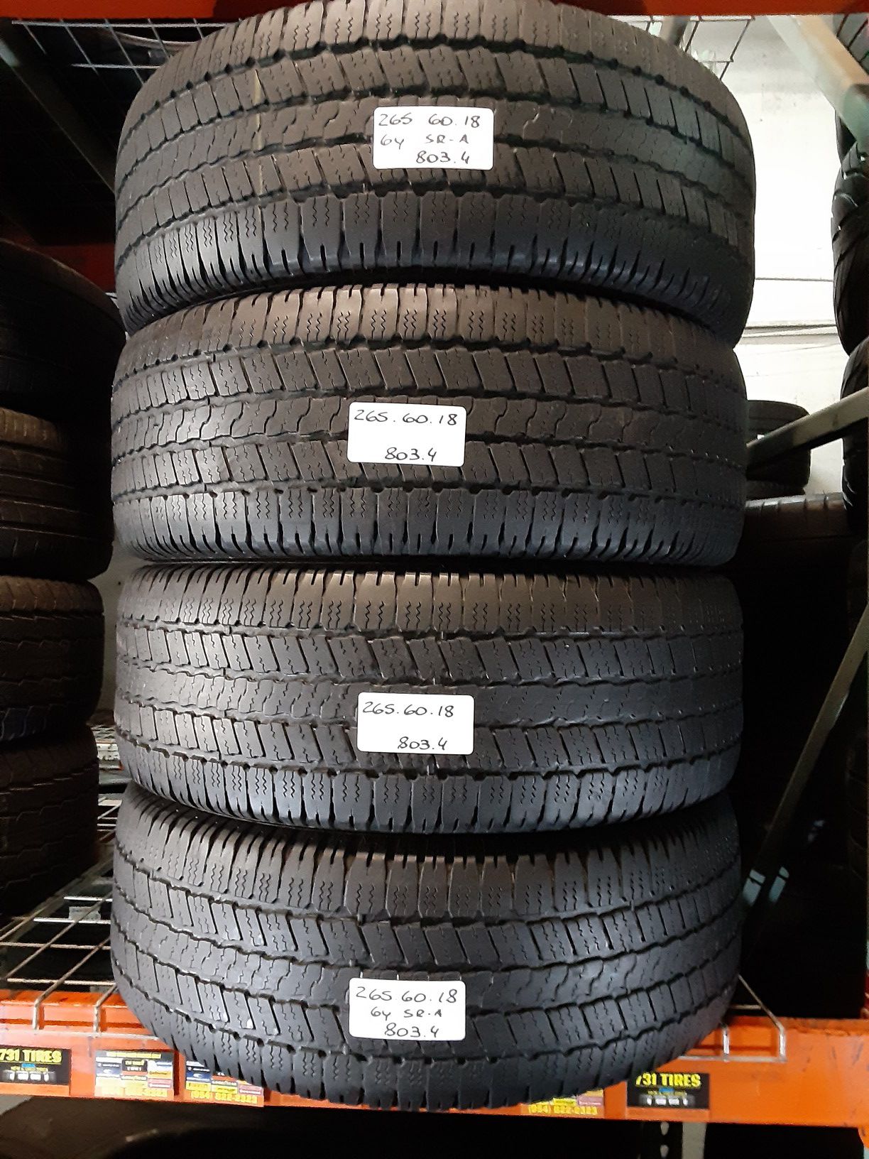 4) USED TIRES P265/60R18 GOODYEAR WRANGLER SR-A 265/60R18 MATCHING FULL SET  ALL SEASON TIRES 265 60 18 for Sale in Fort Lauderdale, FL - OfferUp