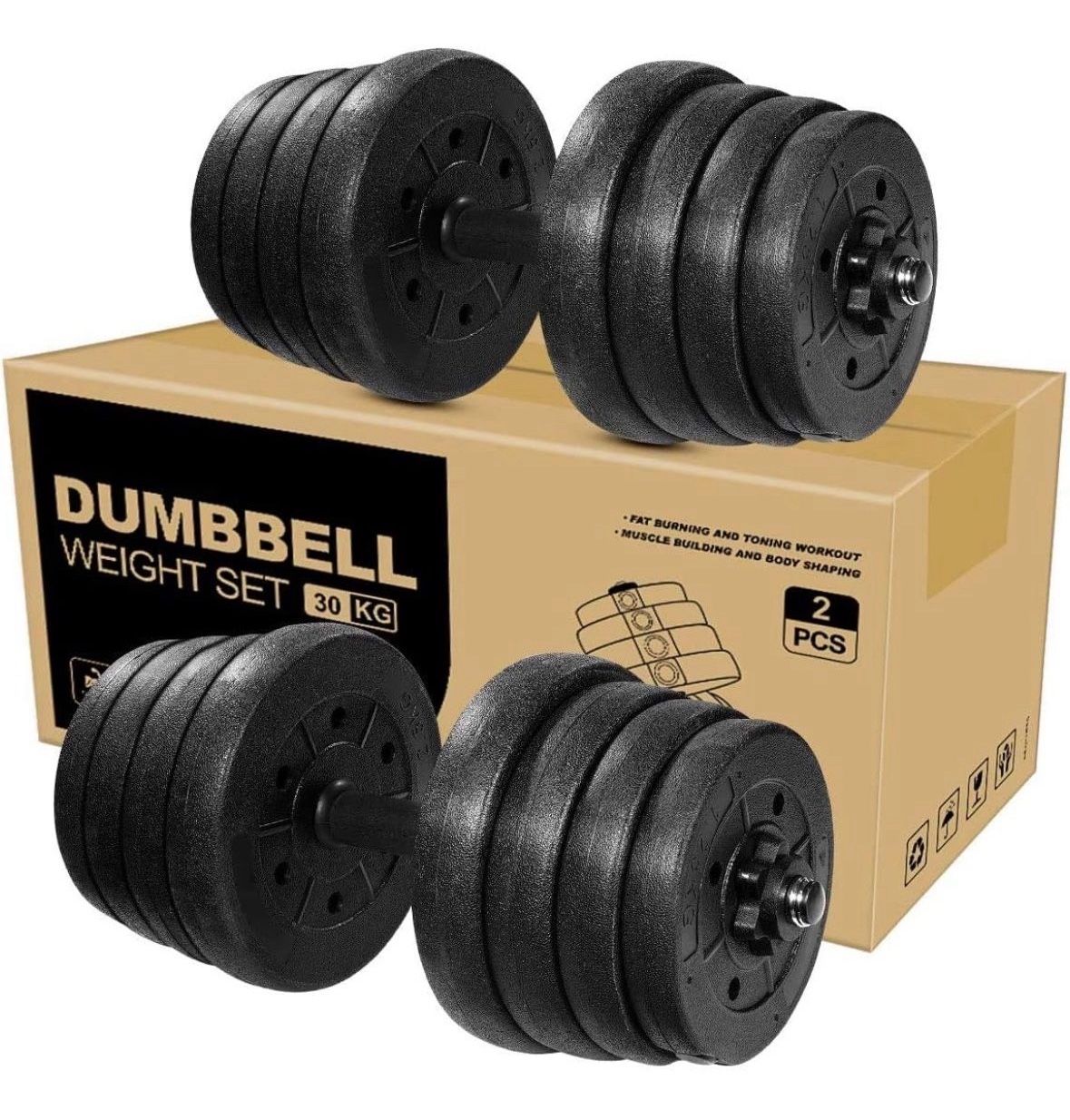 Adjustable Dumbbells Weight Set Up to 64 Pounds Exercise Equipment Training Tool