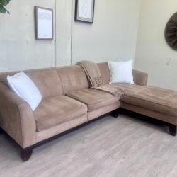WE DELIVER! 🚚 - Pottery Barn Beige Microfiber L Sectional Couch with Chaise